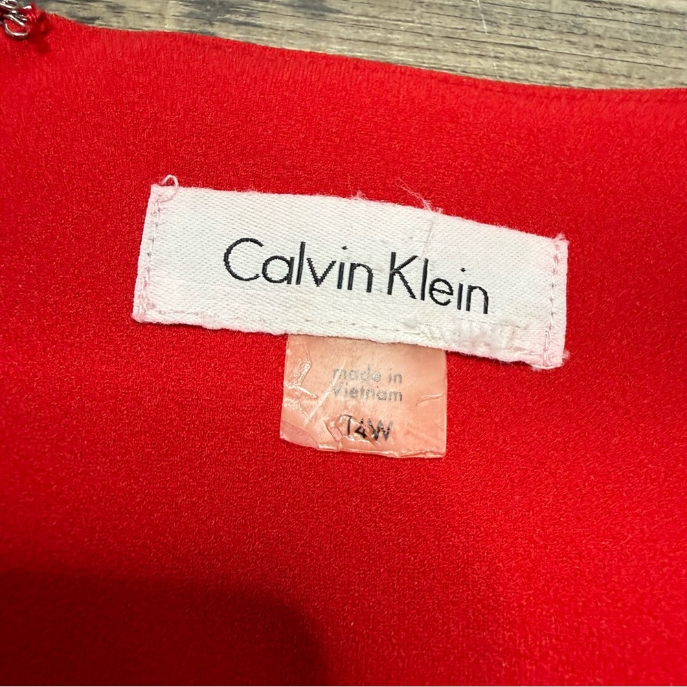 Calvin Klein Vibrant Red Starburst Sleeveless Midi Dress Women's Plus Size 14W - Picture 2 of 8